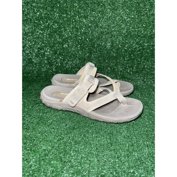 Skechers Outdoor Lifestyle Sandals Grey Beige Slip On Comfort Women’s Size 8.5 - Picture 1 of 8